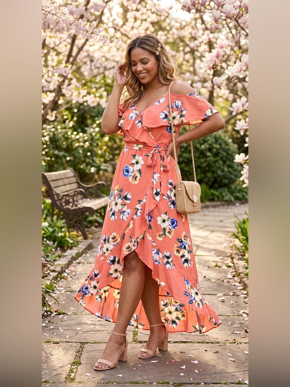 Indulge in Style Cold Shoulder Floral Maxi Dress (XL)